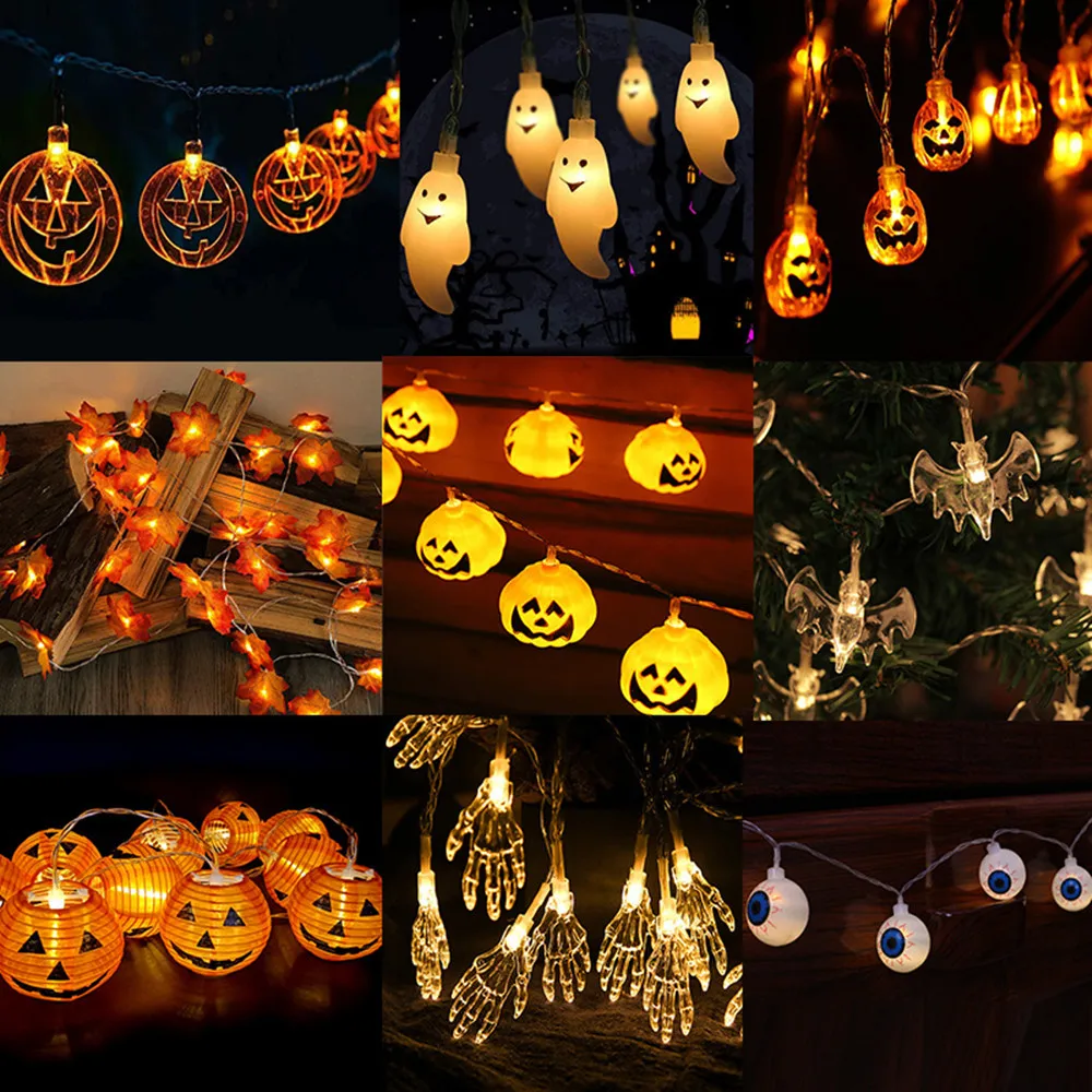 

10 LED Halloween Pumpkin String Lights Ghost Skeletons Skull Lamp 1.5M Festival Bar Home Party Decor Horror Halloween Ornament