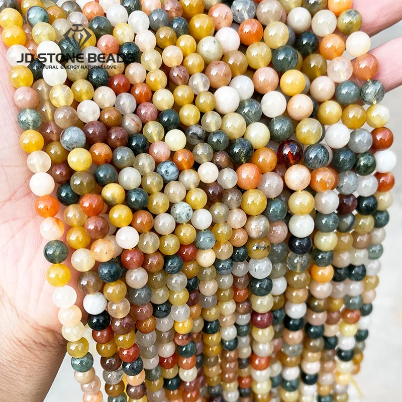 

Natural Stones Yellow Lucky Crystals Round Loose Spacer Wealth Healing Beads For Jewelry Making Diy Bracelet Necklace Accessory