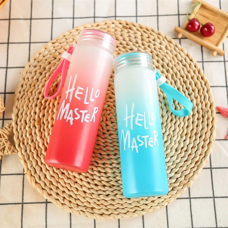 

Gradient colorful water bottle water cup outdoor water bottle kitchen glass water bottle high temperature resistant