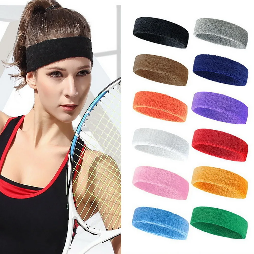 Cotton Sweat Sweatband Headband Yoga Gym Stretch Head Band For Sport belts for women men Sports Headband