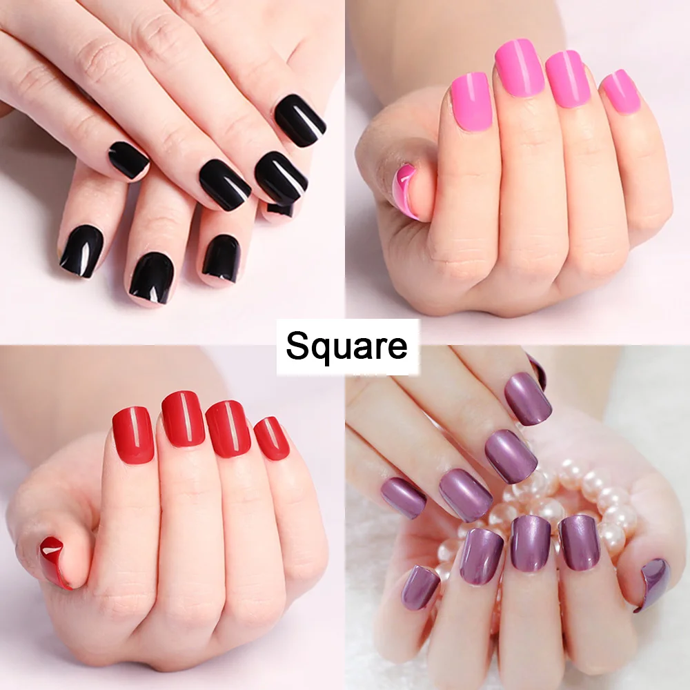 

18 Mixed Colors Short Round Almond Coffin Shape Nail Tips Full Cover False Nail Tips Press On Fake Nails Candy Colors