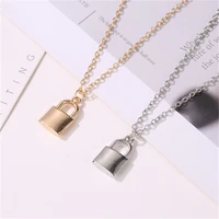 2019 new women jewelry silver color lock pendant necklace brand new stainless steel rolo cable chain necklace beautiful gift