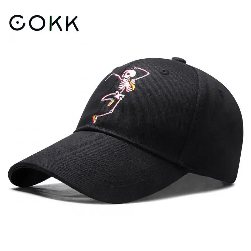 COKK хип-хоп кепка, мужская бейсбольная кепка, Женская Снэпбэк Кепка с рисунком скелета, корейский стиль, летняя кепка, женская и мужская кепка, кепка для папы, Новинка