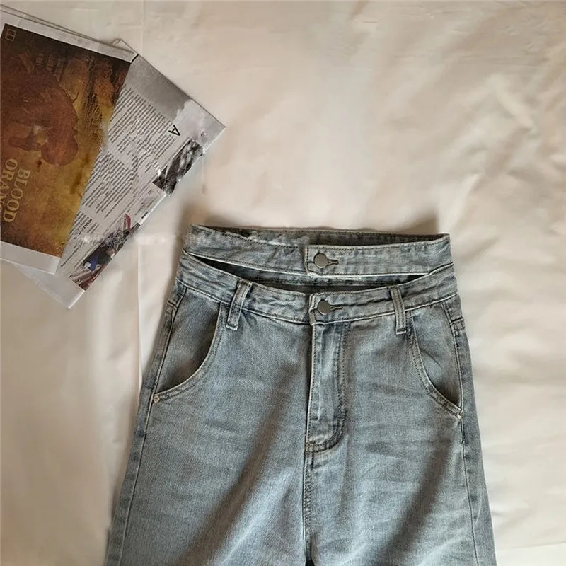 

women Wide Leg Jeans Pants Women 2021 Summer Korean Fashion High Waisted Jeans Kpop Denim Trousers Plus Size Hollow Out Design