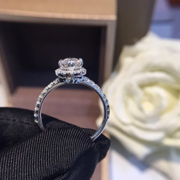 Кольцо с натуральным бриллиантом 18K золото чистое красивое кольцо драгоценными