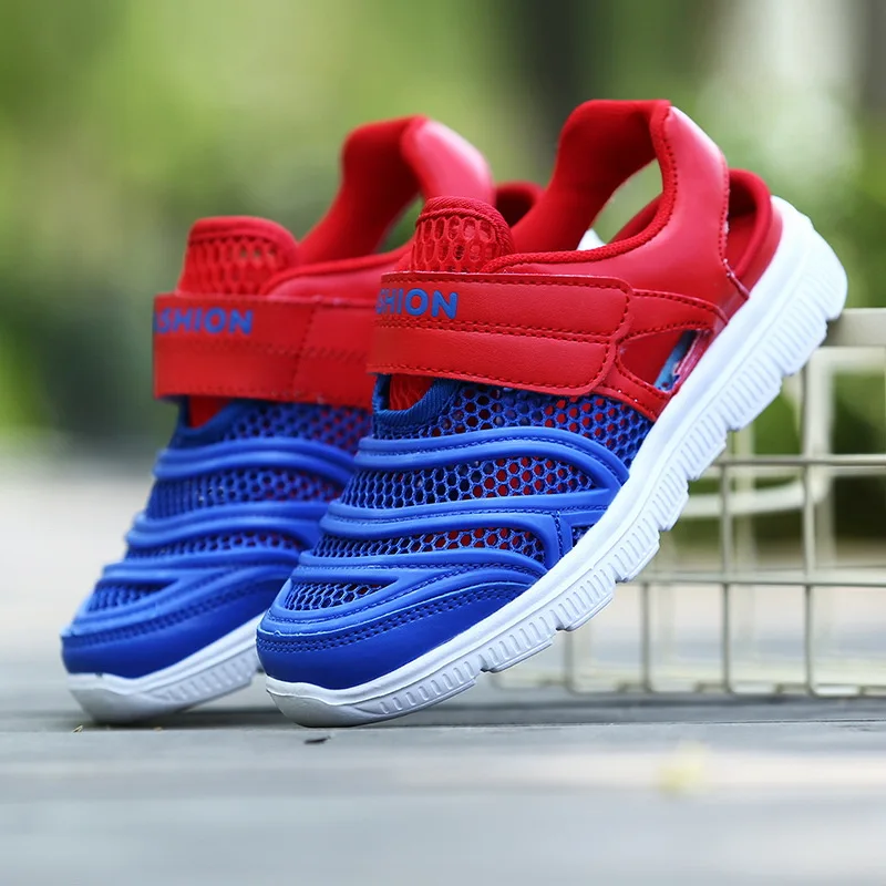 Красивые милые модные детские сетчатые спортивные кроссовки для бега Летние