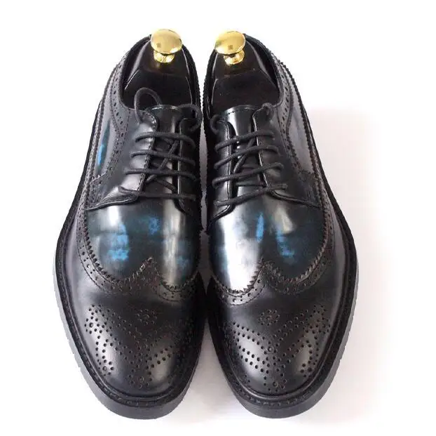 Borgues/Брендовые мужские резные Оксфордские туфли сезон весна-лето черные дышащие