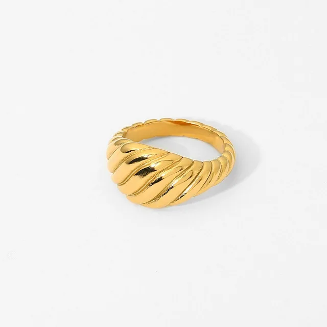 

Stainless Steel Croissant Rings for Women Braided Twisted Signet Chunky Dome Ring Stacking Band Jewelry Statement Ring