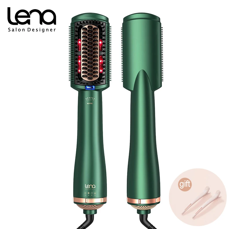 

Lena F2 Negative Ion Heating Comb 2 in 1 Hair Dryer Brush Hot Comb Curling Hair Straightening Brush Salon Barber Styling Tool