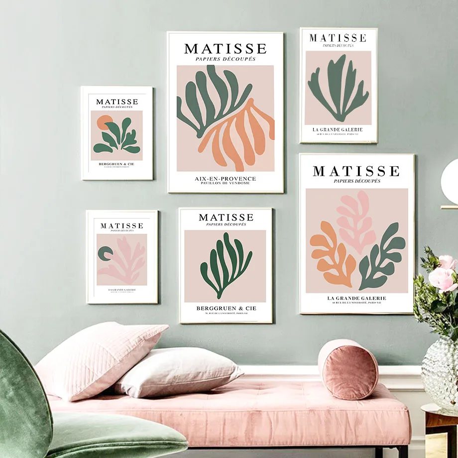 

Matisse Geometric Leaf Abstract Vintage Wall Art Canvas Painting Nordic Posters and Prints Wall Pictures for Living Room Decor