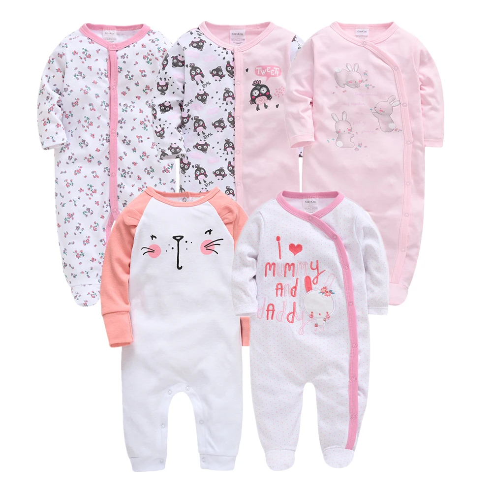 

5pcs 3pcs Newborn Baby Girl Rompers roupa de bebe Newborn Jumpsuit Long Sleeve Cotton Pajamas 0-12Month Overalls Baby Clothes