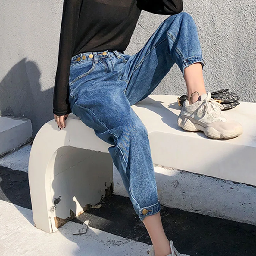 Новые винтажные женские джинсы для женщин в стиле бойфренд с высокой талией мам