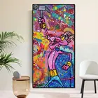 Граффити Розовая пантера мультфильм поп-арт красочный постер печать на холсте живопись Настенная картина для гостиной украшение для дома