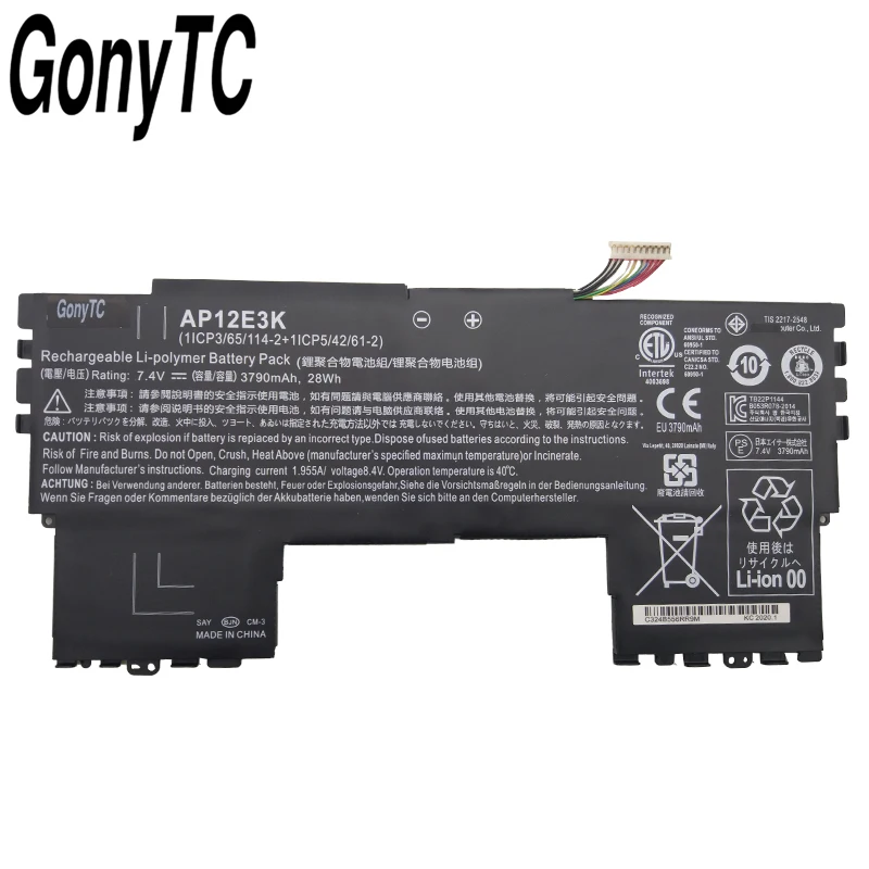 Аккумулятор AP12E3K для ноутбука Acer Aspire S7 S7-191 ультрабук 11 дюймов 1/CP3/65/114-2 7 4 В 3790 мА · ч