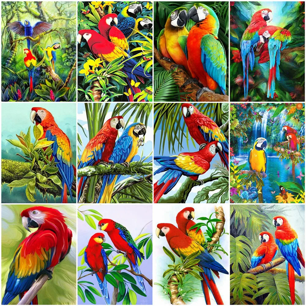

HUACAN Diamond Painting Bird 5D Mosaic Diamond Parrot DIY Full Square Round Painting Rhinestone Cross Stitch Decoration