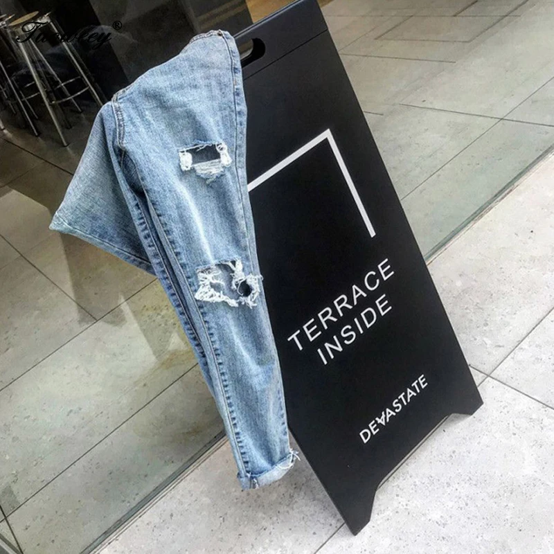 

Streetwear Stretch Women Denim Jeans Pants 2019 Push Up Skinny Denim Jeans for Women High Waist Ripped Hole Female Pencil Jeans