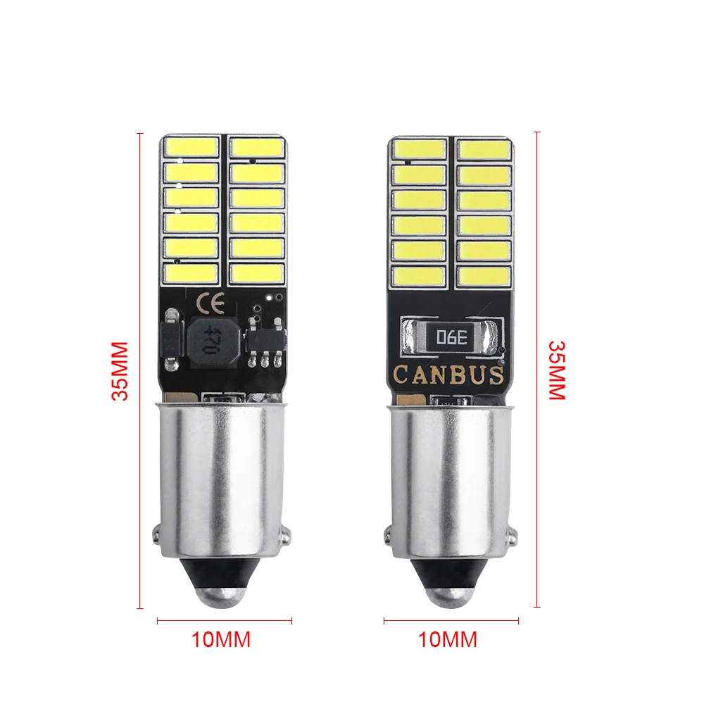 100X BA9S T4W T11 Светодиодный лампочки Canbus 4014 24 SMD Нет Ошибка Лампы для чтения Стоянкы
