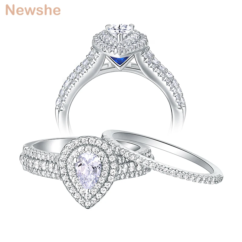 Женское Обручальное кольцо в форме груши Newshe белое обручальное из стерлингового