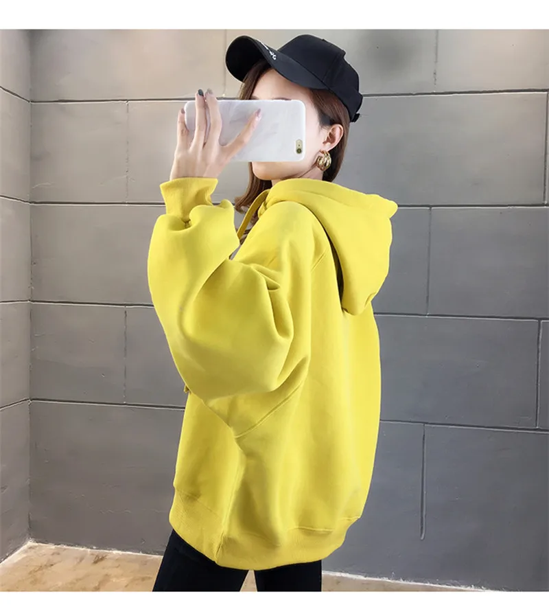 High Street Knit Hooded Letter Lady Fleece Pullovers Ins Style Add Velvet Thick Woman Hoodies Autumn Winter Clothes