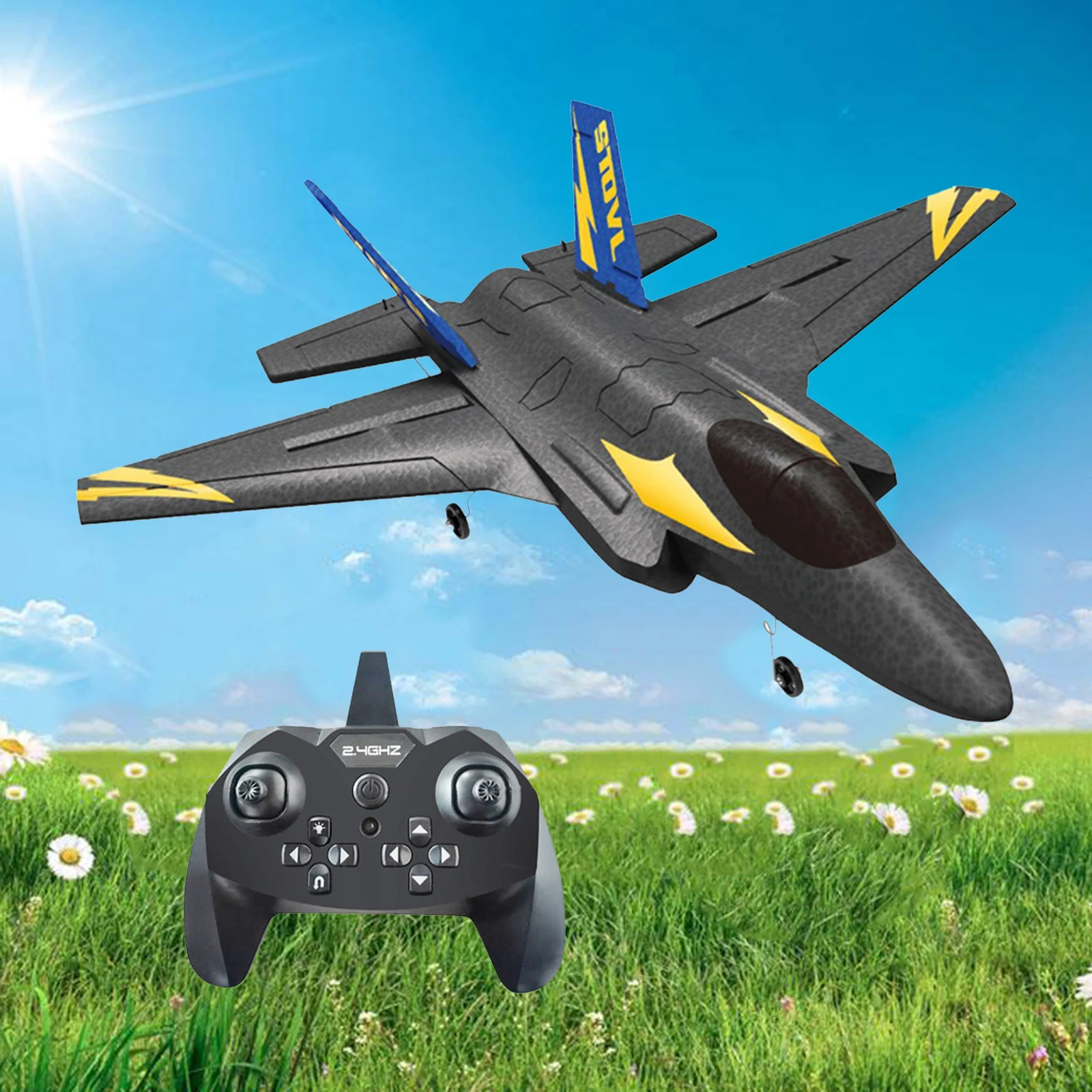 

4 Channel RC Aircraft with Landing Gear with Propeller F35 Ready to Fly RC Model Aircraft for Toy Gift Kids Beginners