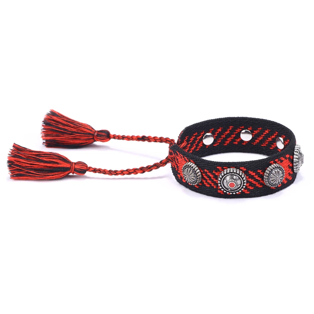 New Bohemian Vintage Ethnic Style Woven Bracelet Colorful Flow Su Totem Hand-wringing Nepali Adjustable Hand Rope Jewelry Women | Украшения