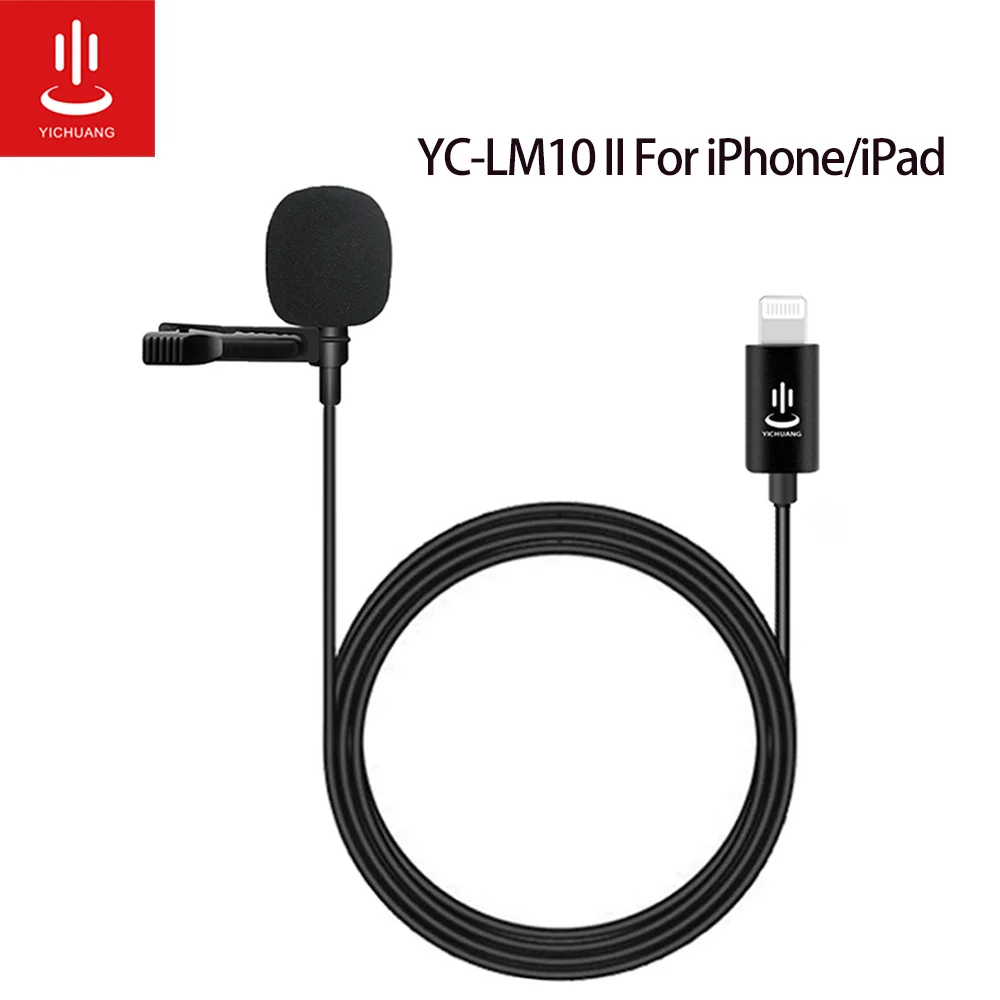 

Lapel Microphone YC-LM10 II Clip-on Shirt Collar Microphone Handsfree 1.5M Lightning Plug for iPhone iPad