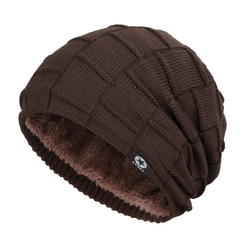 Мужская Женская зимняя теплая вязаная мешковатая Шапка-бини Шерстяная Лыжная