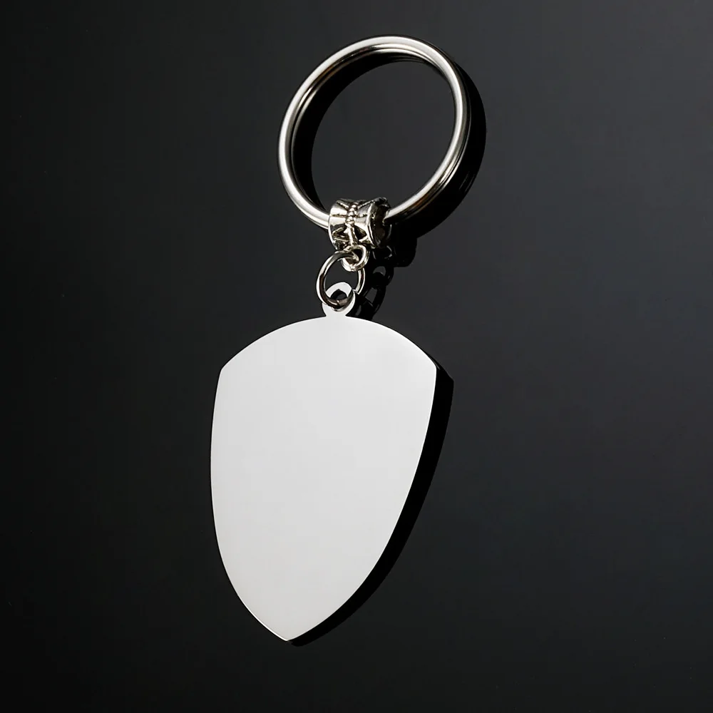 100% Stainless Steel Shield Keychain Blank For Engrave Metal Military Plate Key Chain Mirror Polished Wholesale 10pcs