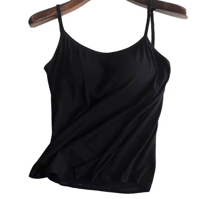 Новинка 2020 модал цельный женский летний джемпер майка на бретельках бюстгальтер