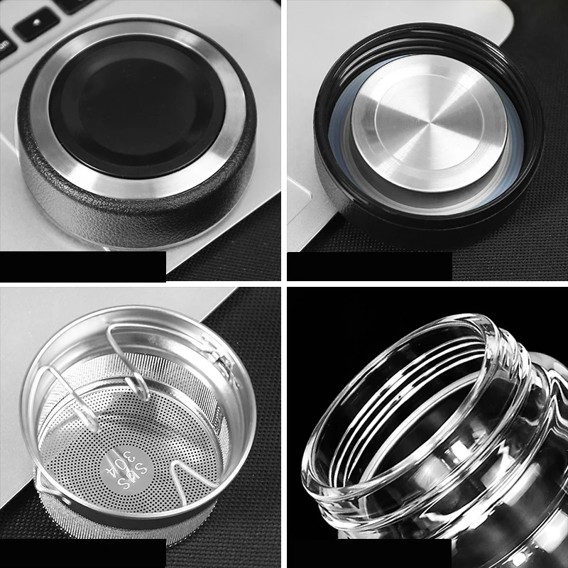 Двойные стенки Стекло чашки стеклянная кофейная кружка с крышкой из нержавеющей