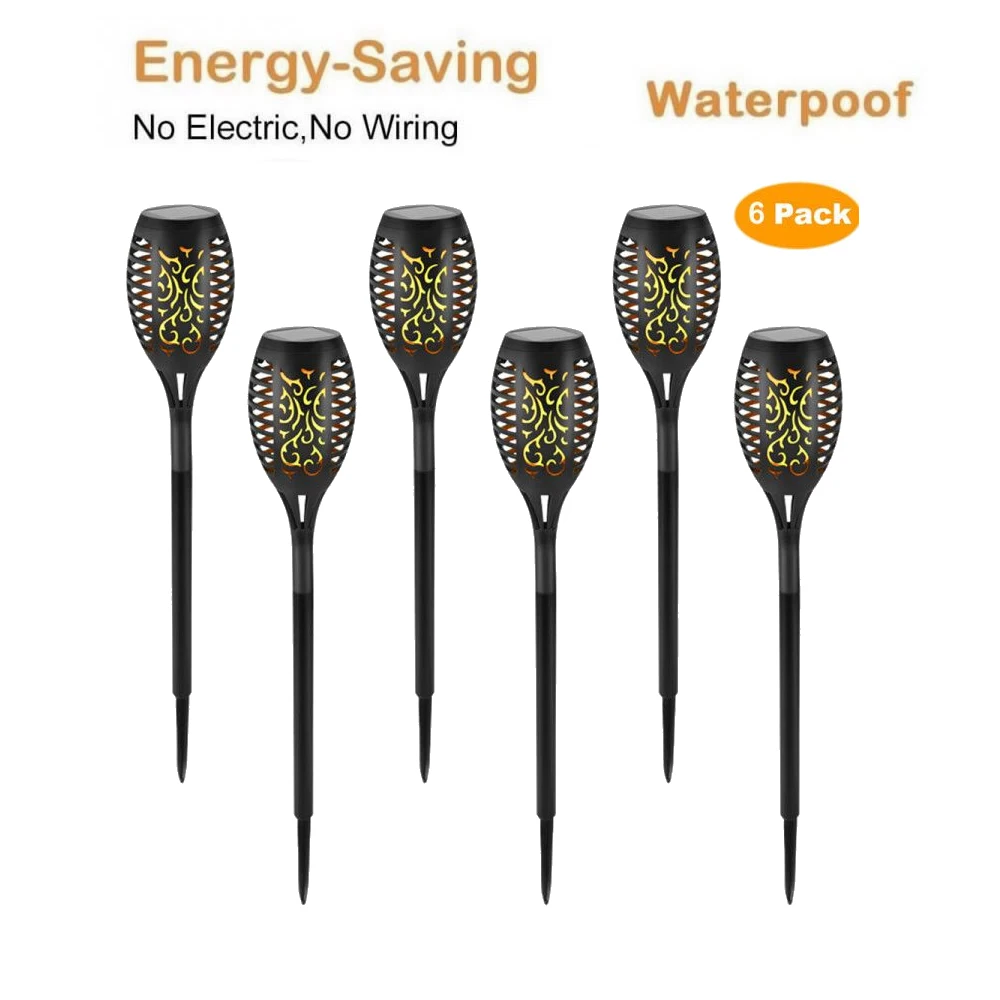 

6 pcs Solar Flame Flickering Lawn Lamp Led Dancing Flame Light Solar Outdoor Waterproof Garden Decor Lamp Solar Garden Light