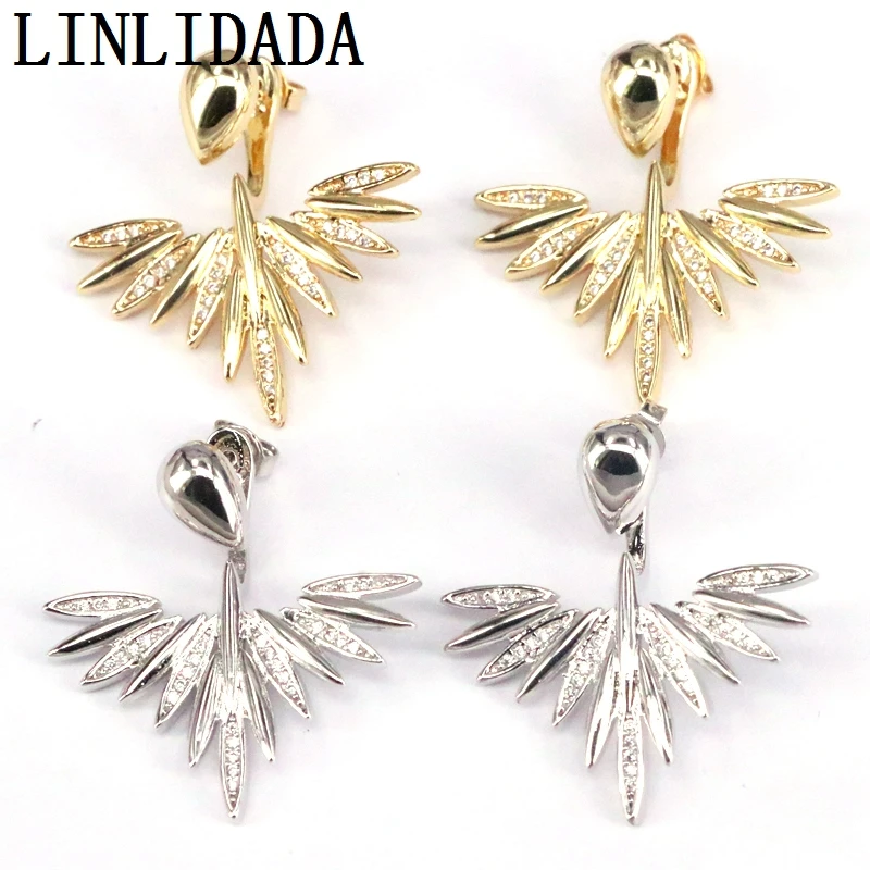 

5Pairs New Fashion for Women Wedding Party Jewelry Cubic Zirconia Feather Stud Earrings CZ Stone Earrings