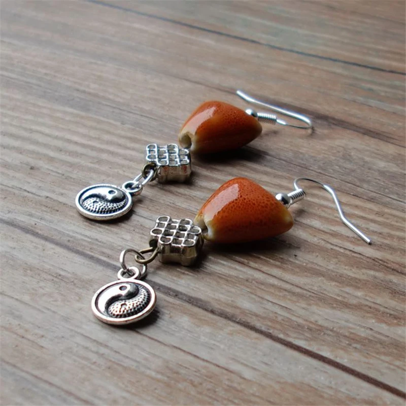 Висячие серьги женские модные украшения подвеска для ушей длинные керамические