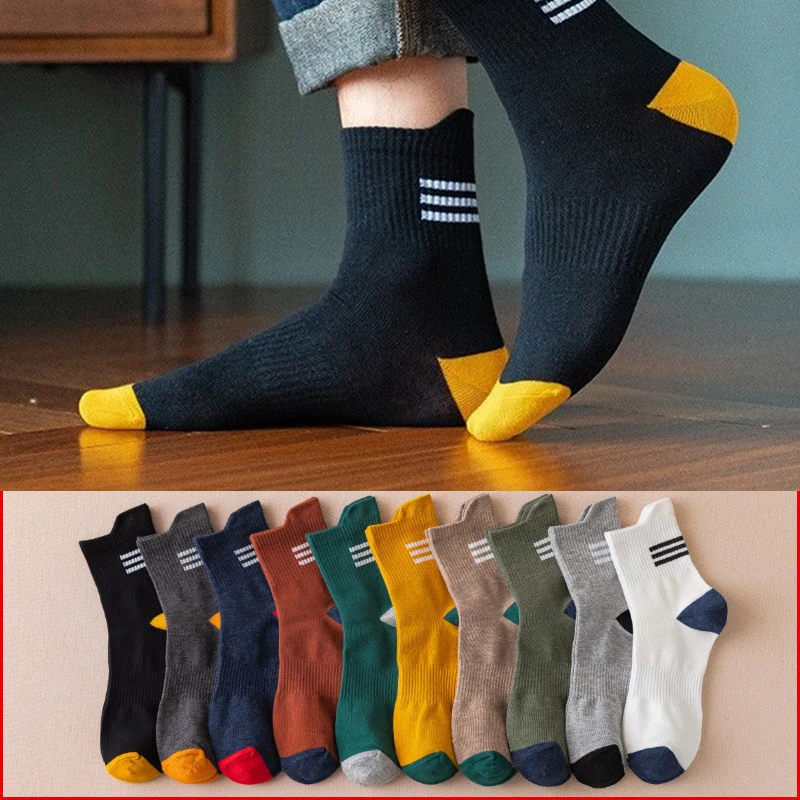

5Pairs New Man's Cotton Socks Summer Thin Deodorant DAbsorb-sweat Sport Socks Male High Quality Casual Fashion Harajuku Crew Sox