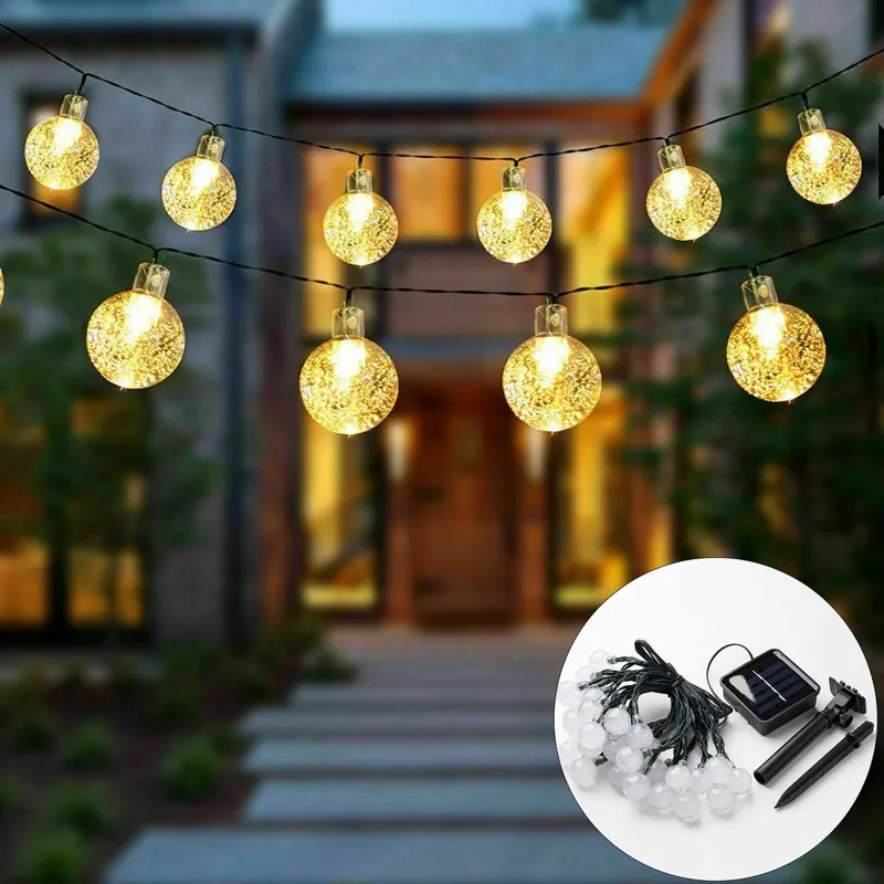

30/50 LEDs Crystal ball 6.5M/9.5M Solar Lamp Power LED String Fairy Lights Solar Garlands Garden Christmas Decor For Outdoor