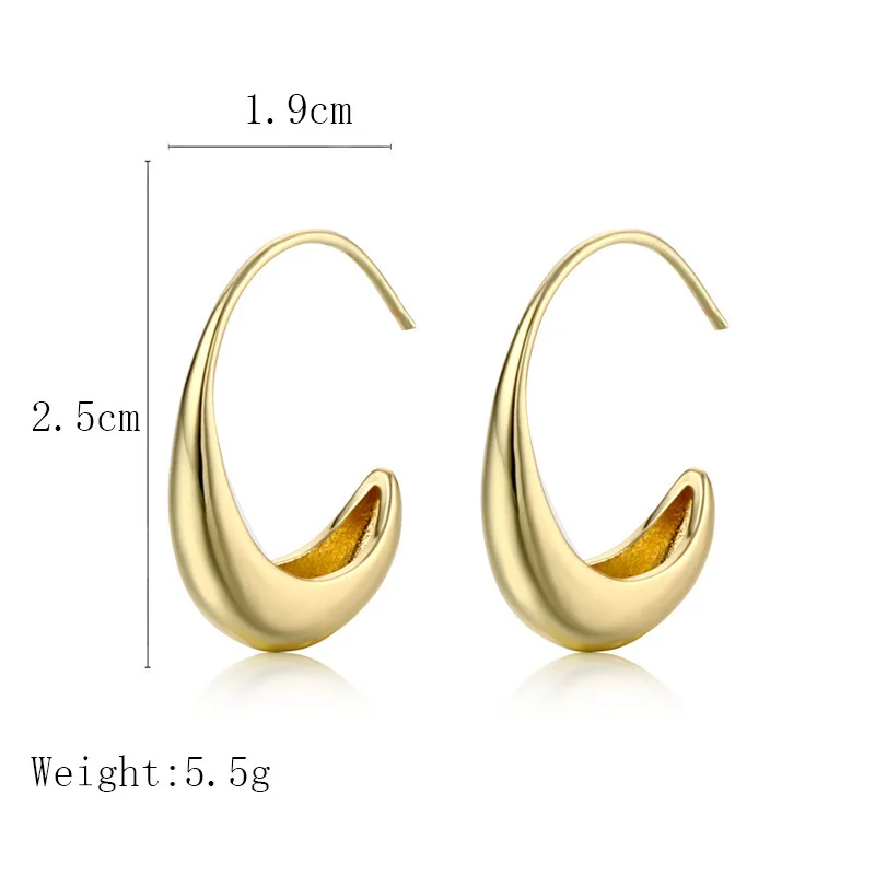 

2021 New Classic Copper Alloy Smooth Metal Hoop Earrings For Woman Fashion Korean Jewelry Temperament Girl's Daily Wear earrings