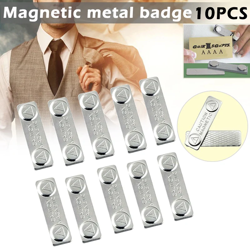 

New 10pcs Strong Magnetic Name Tags Badge Metal Fastener ID Card Durable Attachment Holder DOM668