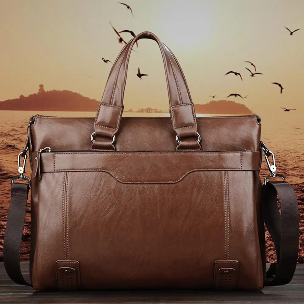 Мужская деловая сумка из искусственной кожи портфель для ноутбука через