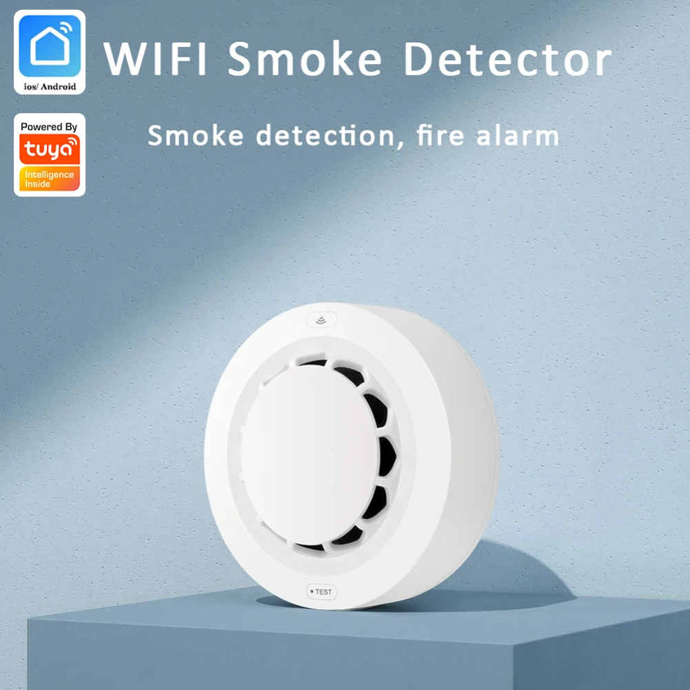 

Wifi Tuya Smart Smoke Detector Sensor 90DB/1m Alarm Fire Smoke Detector Wifi Fire Protection Home Security Alarm Smart Life APP