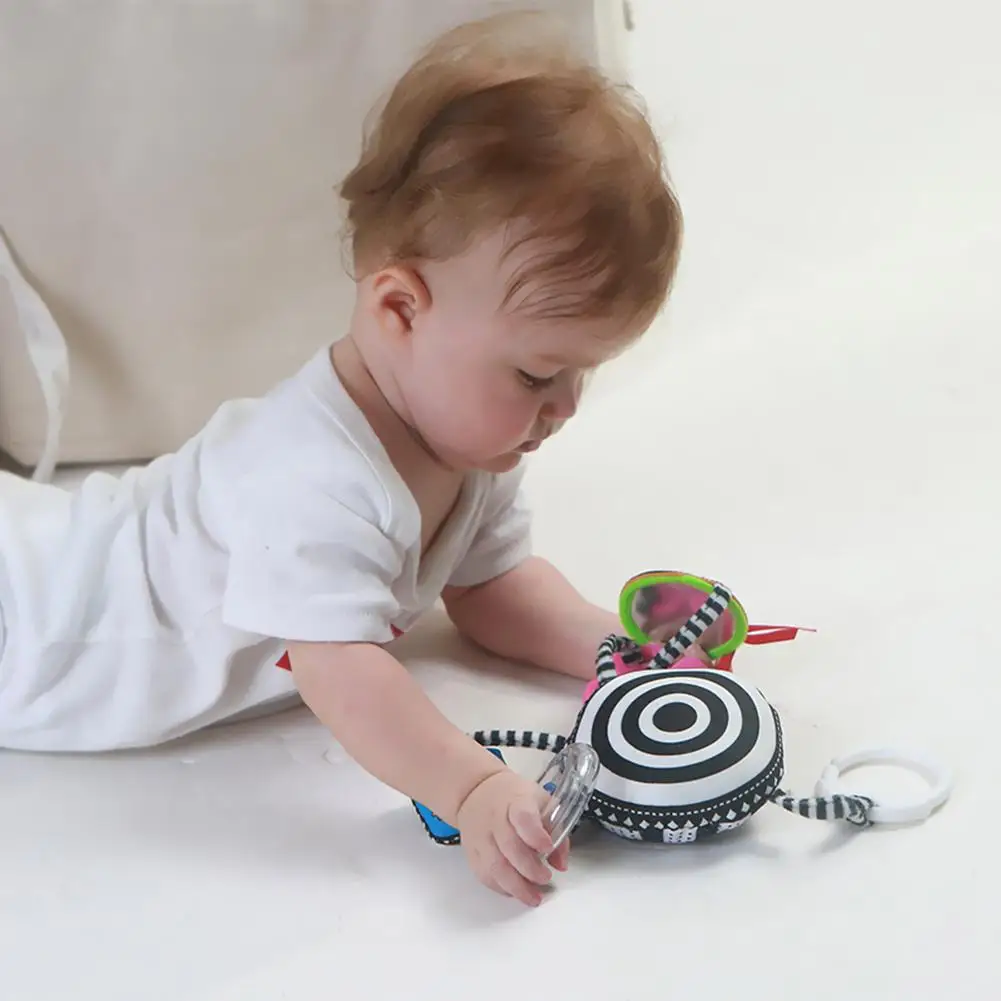 Baby Rattles Stroller Pendant Cartoon Appease Toy Crib Hanging Toys Ring Bell Look at and Know Yourself in the Safety Mirror | Игрушки и