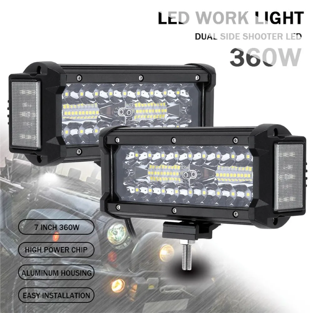 

Side Shooter Led Pods 7.5 Inch 168W 12V 24V 3-Sides Lighting Driving Lamp LED Work Light for ATV Boat Offroad Truck