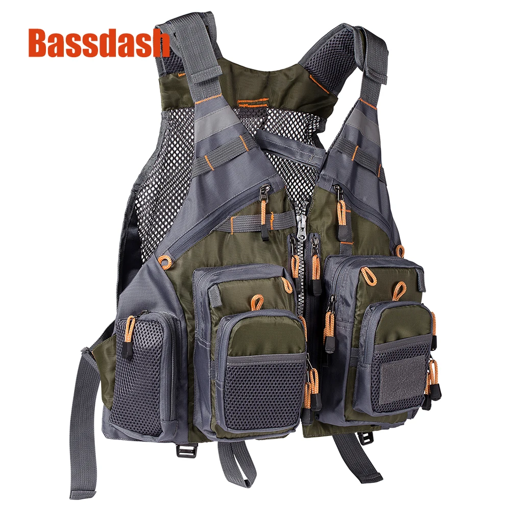 Bassdash Strap Fishing Vest Adjustable Multi Pockets Angling Bass Salmon Carp Gill Utility Outdoor Kayaking Vest Campping Wear