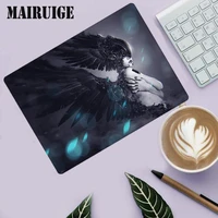 mairuige black angel pattern computer anime small gaming mouse pad natural rubber desk mat with locking edge pc laptop desk mat