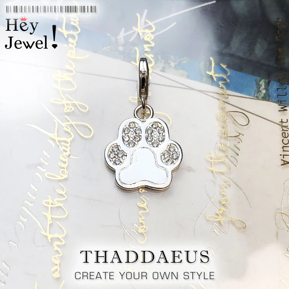 

Fashion Cute Pets Dogs Footprints Paw Pendant Charm Fit Necklaces & Bracelet 925 Sterling Silver Sweater Jewelry for Women