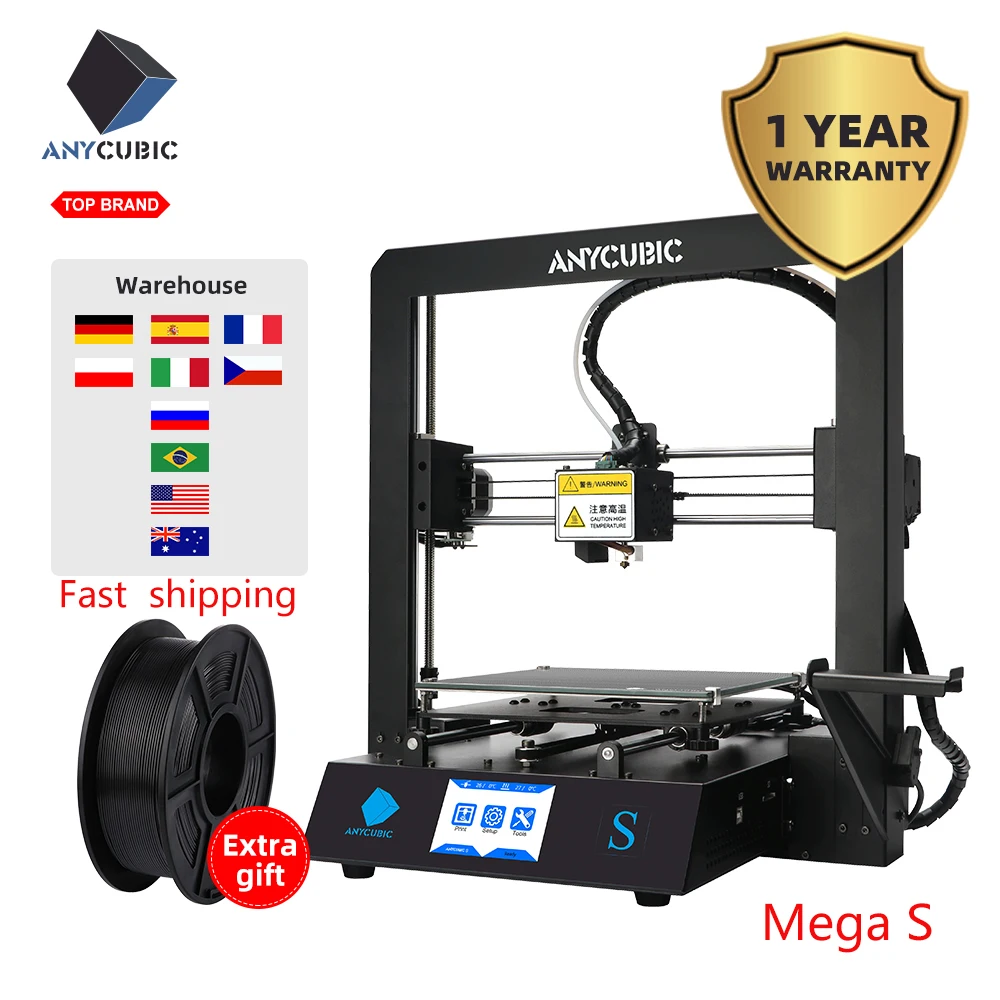 Anycubic Mega-S 3d принтер Полностью металлическая рама модернизированная промышленная Высокая точность Impresora 3d нить
