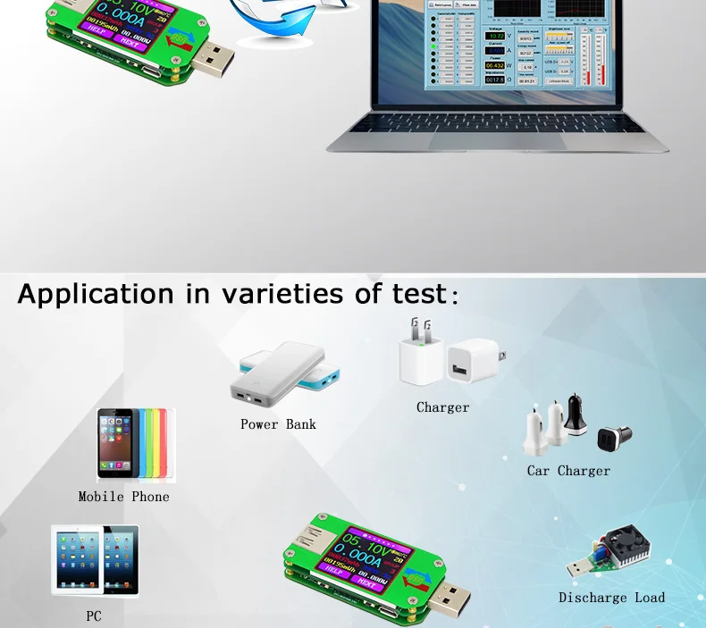 UM24 UM24C APP USB 2.0 LCD Display Voltmeter ammeter battery charge voltage current meter multimeter cable measure Tester