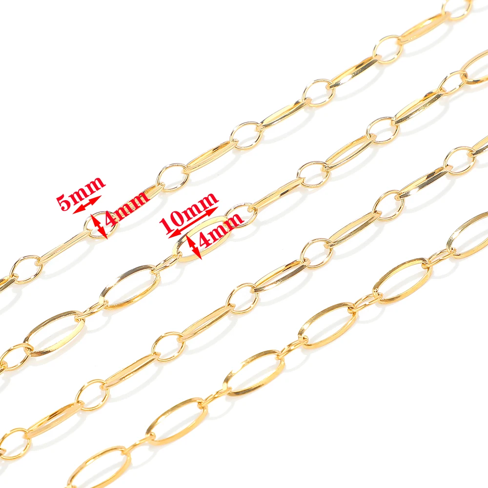 

1 Meter Width 4mm Chic Spaced Double Circle Chains Stainless Steel Gold Rolo Link Chain for DIY Necklace Jewelry Making Findings