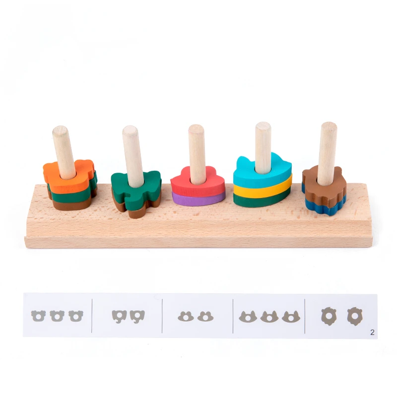 Treeyear-rompecabezas educativo para la primera infancia, juguetes apilables de madera, clasificaci&oacute;n de formas, reconocimiento de Color, 1 2 3 a&ntilde;os-5