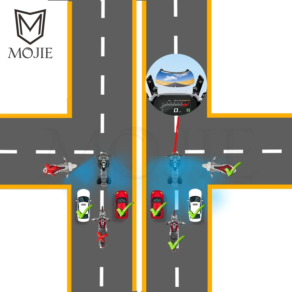 Мотоциклетное безопасное зеркало заднего вида с поворотом на 180 градусов