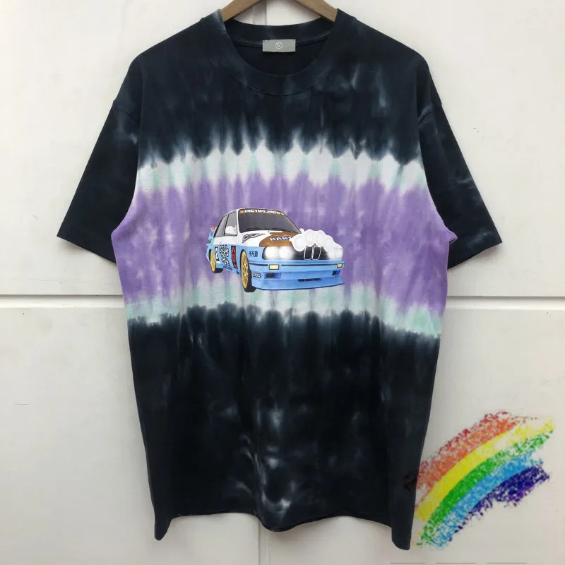 

Tie dye Purple Cactus Jack Travis Scott T shirt Men Women Heavy Fabric Car Printing Wash make old Tops Tee Oversized